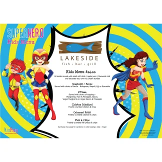 A3 Superhero Kids Menu Paper Placemats (360 placemats)